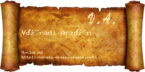 Váradi Arzén névjegykártya